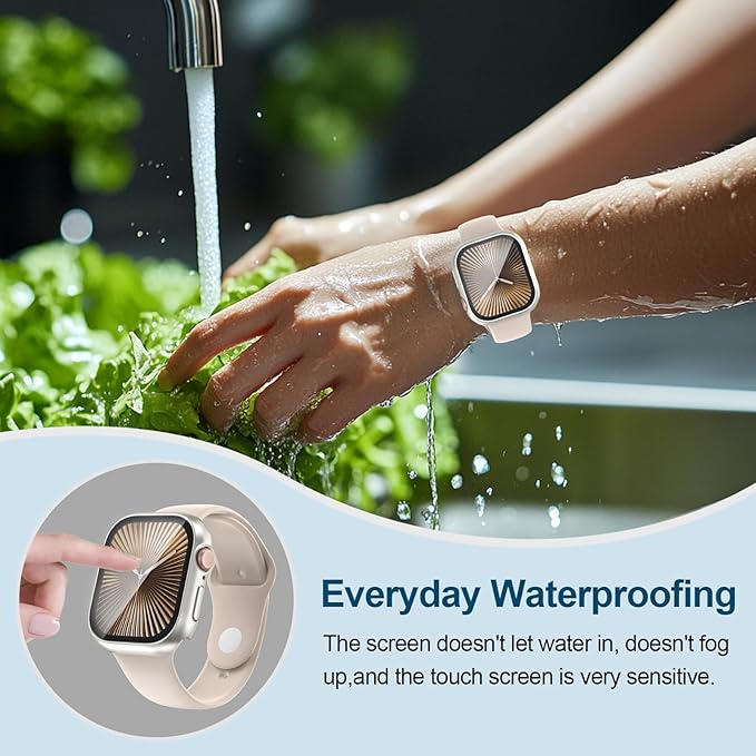 2 in 1 Waterproof Case for Apple Watch Screen Protector SE SE 2 SE 3(2025) Series 4 5 6 40mm Built-in Tempered Glass [Overal Protective] Ultra-Thin PC Bumper Cover Compatible iWatch