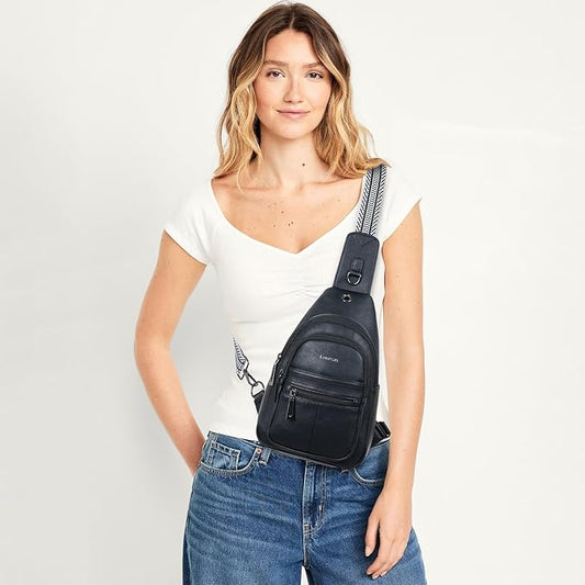 Sling Bag for Women Crossbody Purse Leather Crossbody Bag Fanny Pack Chest Pack for Travel Everyday Vacation