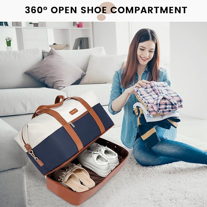 LOVEVOOK Weekender Bag, Large Travel Duffel Bag for Women with 2 Packing Cubes, Carry on Overnight Bag with Shoe Compartment, Mom Hospital Bags for Labor and Delivery