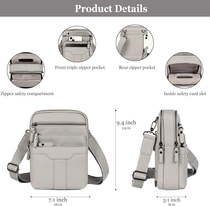 Leather Messenger Bag for Men, Small Leather Sling Shoulder Bag Messenger Pack for Men, Man Purse