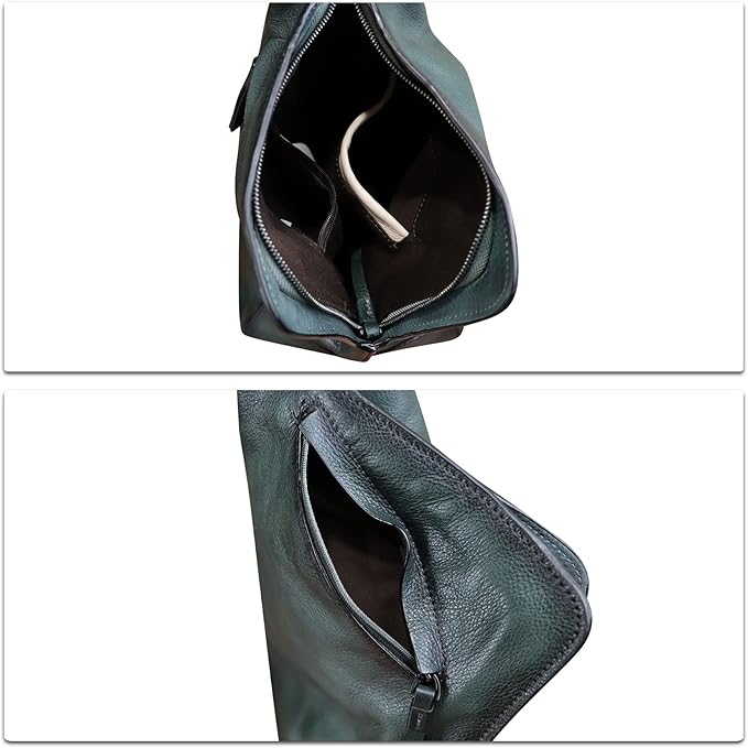 Genuine Leather Sling Bag for Men and Women Vintage Full Grain Leather Sling Purse Chest Daypack Over Shoulder Crossbody Bag (Gray)