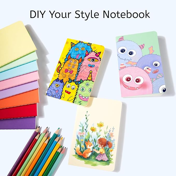 Oucaru 64PCS Mini Notebooks Bulk, 3.5" x 5.5", 12 Rainbow Color, 60 Pages Lined Paper Small Pocket Notebook Set, Mini Journal Memo Notepads for Kids, Students, Traveler, School Office Supplies