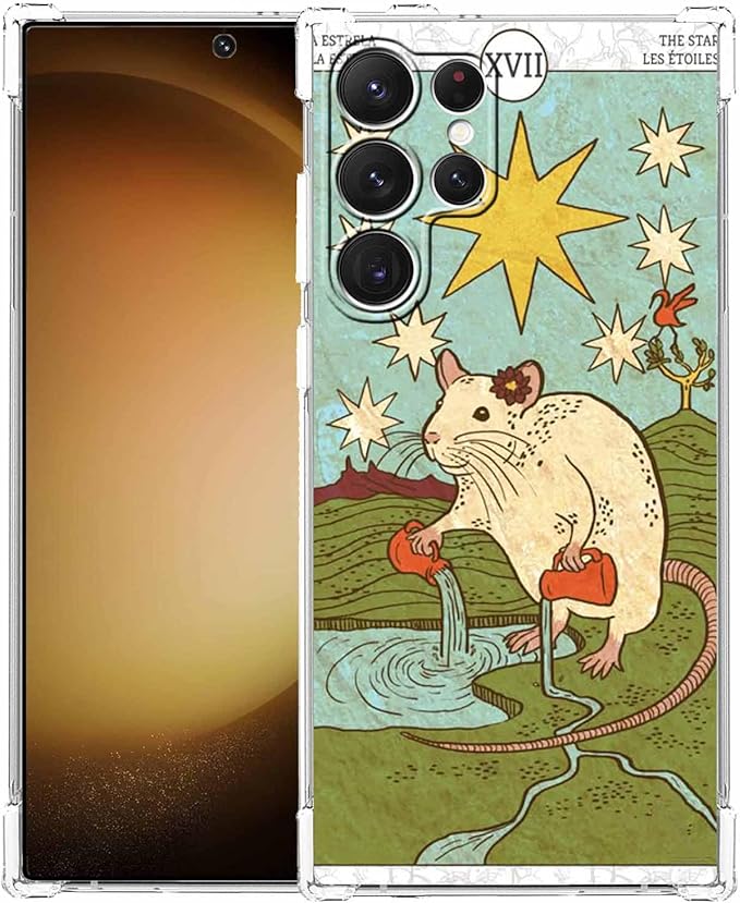 Case for Samsung Galaxy S23 Ultra with Tarot Card Design,Aesthetic Cute Rat Pattern,Trendy Soft TPU Bumper Phone Cover,6.8"(Rat,S23U)