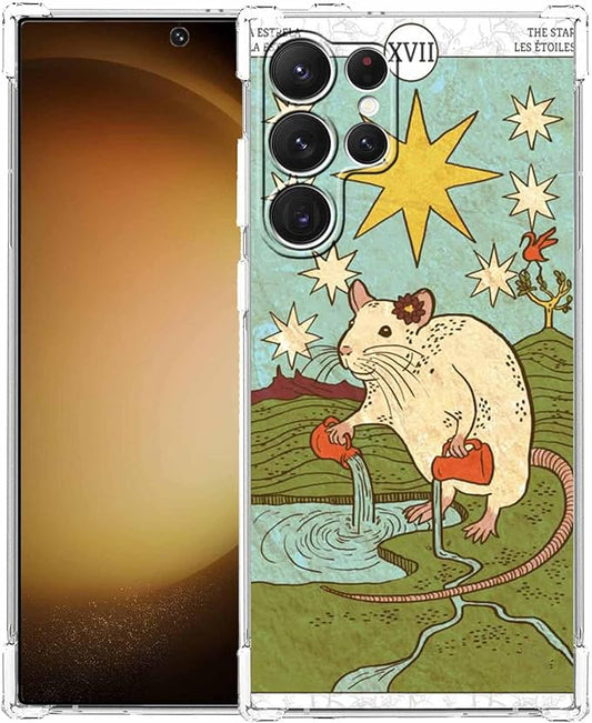Case for Samsung Galaxy S23 Ultra with Tarot Card Design,Aesthetic Cute Rat Pattern,Trendy Soft TPU Bumper Phone Cover,6.8"(Rat,S23U)