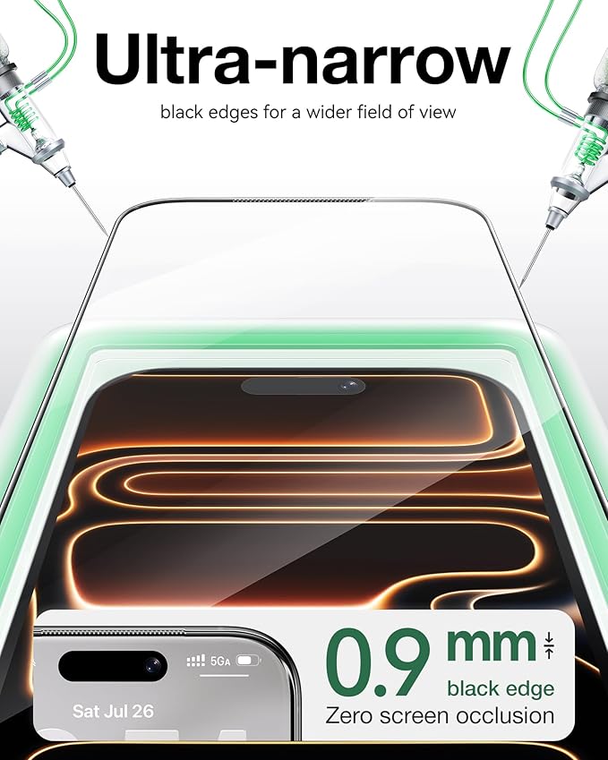 NIMASO for iPhone 17 Pro Max Screen Protector Full Coverage 6.9-Inch, No Bubbles No Dust, 3D Curved Edges 9H Hardness Tempered Glass, Military Grade Shatterproof, with Roller,1 Pack