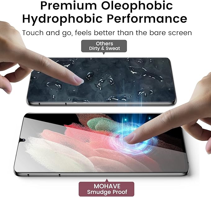 MOHAVE 2 Pack [Auto Alignment/Dust Removal] Screen Protector for SAMSUNG Galaxy S21 Ultra 5G 6.8″, 3D Curved HD Clear Film, 7H Hybrid Material, 100% Ultrasonic Fingerprint ID Compatible, Case Friendly