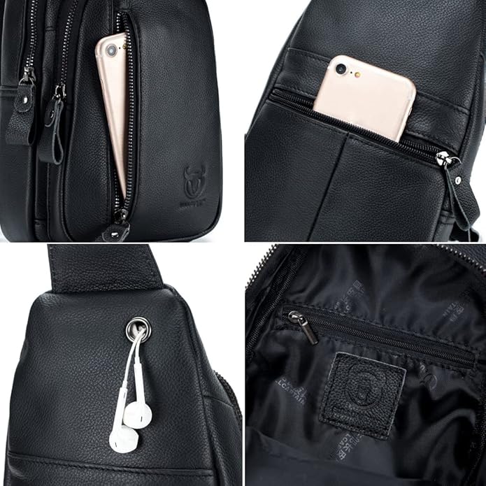 KPYWZER Vintage Leather Sling Bag Backpack for Men Crossbody Shoulder Chest Day Pack Backpacks