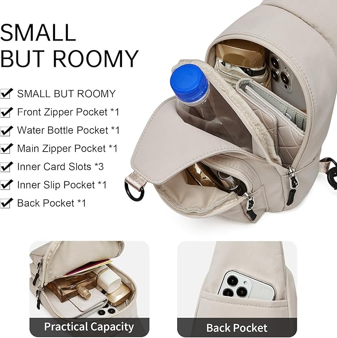 Womens Sling Bag Crossbody Bags for Women Vegan Leather Sling Backpack Daypack Fanny Pack Crossbody Purse Travel