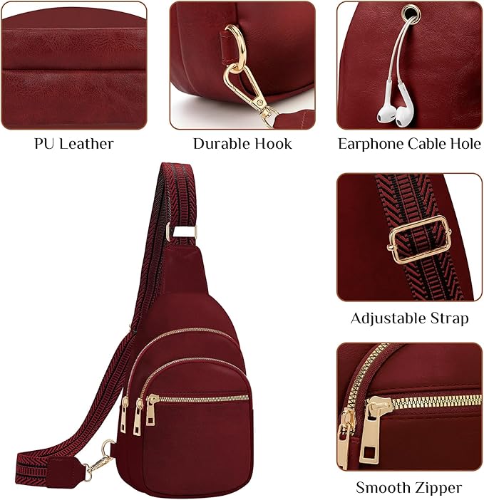 Small Leather Sling Bags for Women Fashion Crossbody Backpack Purse Sling Crossbody Bags