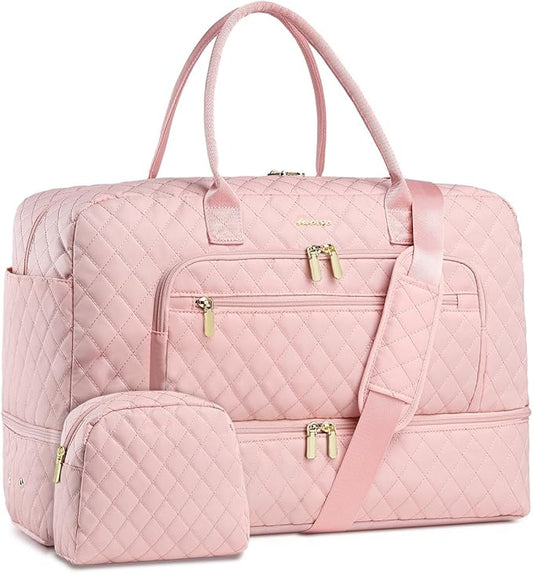 Travel Duffle Bag Weekender for Women - 38L Carry-On Overnight Personal Item Bag with Shoe Compartment & Wet Pocket Weekend Tote Bags with Toiletry Hospital Bags for Labor and Delivery