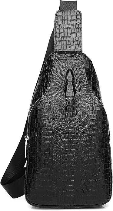 LUKZIJAES Genuine Leather Sling Bag for Men