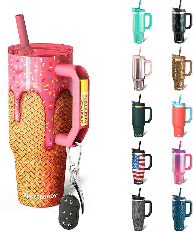 Frost Buddy Thicc Buddy - 40 oz Stainless Steel Vacuum Insulated Tumbler with Lid and Straw for Water - Travel Mug Cupholder Friendly - Gifts for Women Men Him Her (Ice Cream)
