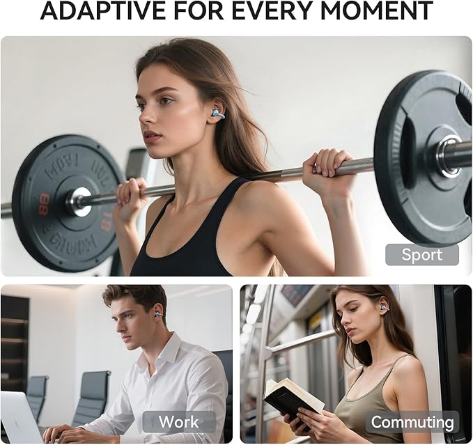 1MORE S20 Open Ear Headphones, Lightweight Comfort Clip-On Wireless Earbuds, 30H Playtime Bluetooth 5.4 Headphones with 4 ENC Microphones, IPX5 Water Resistance, Secure Fit for Sports Workout, Blue