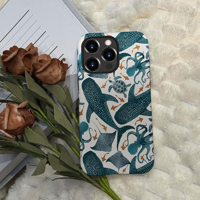 DAIZAG Case Compatible with for iPhone 15 Pro Max,Octopus Turtle Manta Ray Whale Phone Case for iPhone 15 Pro Max for Girl Women Boy Men