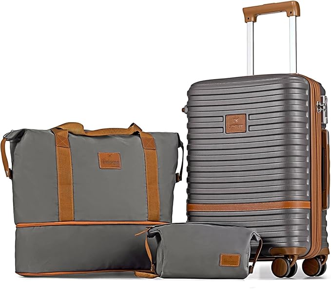 Joyway Carry On Luggage 20 Inch Expandable Suitcase with Spinner Wheel, 3 Piece Hard Shell Luggage Set with TSA Lock(Grey)