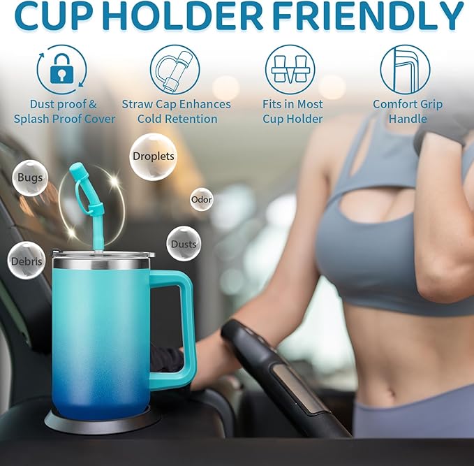 40 oz Tumbler with Handle and Straw 100% Leak-proof Coffee Tumbler Stainless Steel Insulated Travel Coffee Mug with Non Pop-off Lid, Birthday Gifts for Women Men, Water Bottle Fits in Cup Holder
