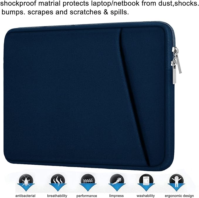 15.6 inch Laptop case, Durable Briefcase Shockproof Protective Sleeve, Handbags Portable Laptop Bag for 15.6 inch HP Dell Asus Lenovo Notebook Computer Cover with Front Pocket, Blue