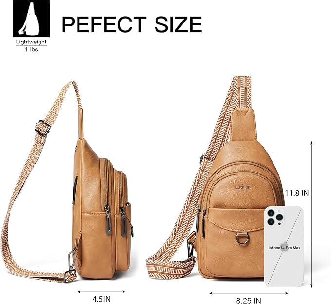 7L Sling Bag for Women Men Crossbody Belt Bag Small Travel Sling Backpack Anti Theft Chest Daypack Purse Faux Leather