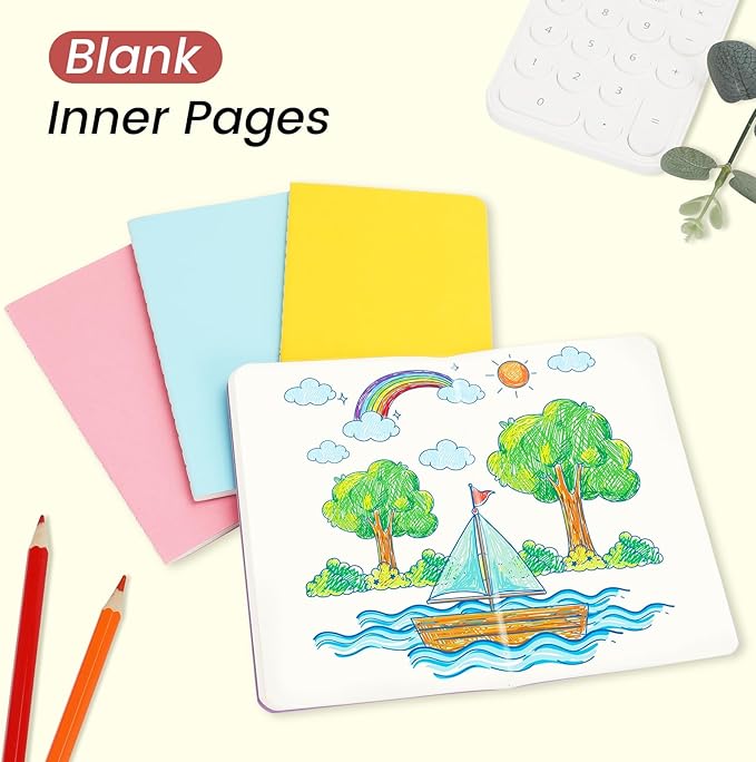 Oucaru 64PCS Mini Notebooks Bulk, 3.5" x 5.5", 16 Color, 60 Pages Blank Paper Small Pocket Notebook Set, Mini Journal Memo Notepads for Kids, Students, Traveler, School Office Supplies