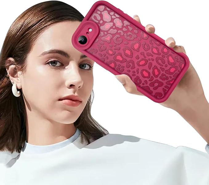 KANGHAR Case for iPhone 16e Leopard Printed Pattern Cute Cheetah Phone Case Soft TPU Shockproof Protective Cover for iPhone 16e 6.1 Inch Red