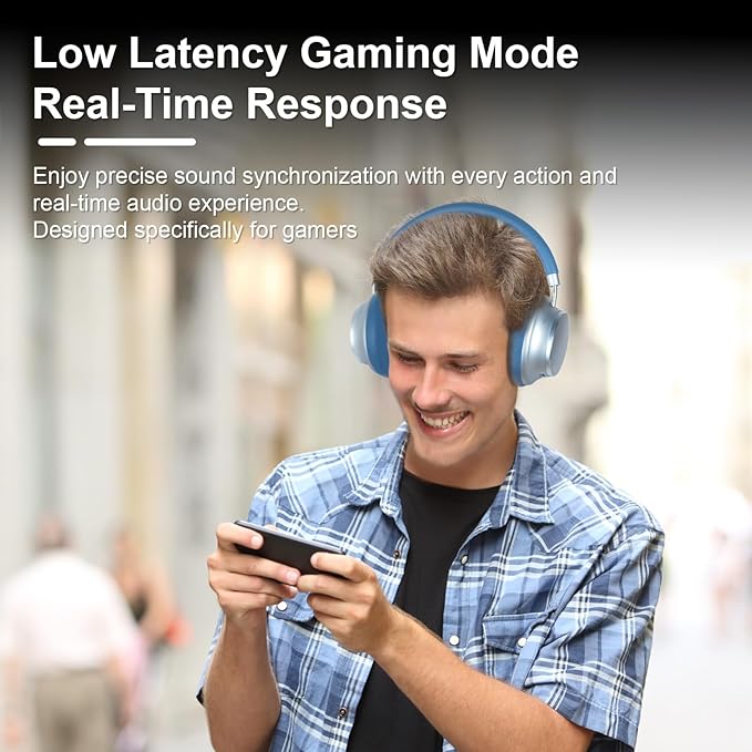 T-fun NC35 Hybrid Active Noise Cancelling Headphones, 360° Spatial Audio with Head Tracking, Over Ear Headphones Wireless Bluetooth 5.3, 55H ANC Playtime, Deep Bass, Custom EQ via App, for Travel Home