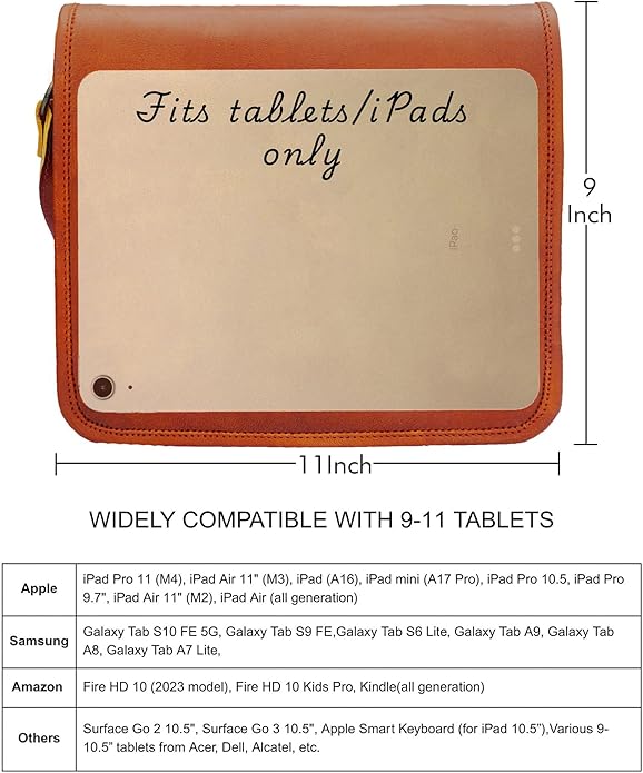 RUSTIC TOWN Leather Satchel iPad Tablet Bag - Leather Saddle Bag Purse - Small Shoulder Bag for Men and Women