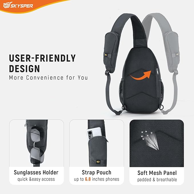 SKYSPER Sling Bag RFID Cross Body Bag Recycled Crossbody Backpack Travel Daypack