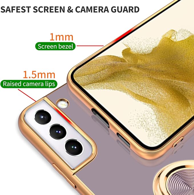 Tnarru Compatible for Samsung Galaxy S22 Plus Case with Ring Holder Kickstand [with Magnetic] Soft TPU Shockproof Electroplated Protective Phone Case for Galaxy S22+ 5G Purple