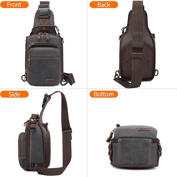 Nerlion Sling Bag for Men Waxed Canvas Crossbody Bag Chest Bag Water Resistant Shoulder Bag Casual Daypack