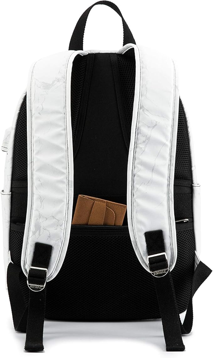Kinmac Water Resistant Laptop Travel Outdoor Backpack with USB Charging Port for 13 inch 14 inch and 15.6 inch Laptop (White Marble)