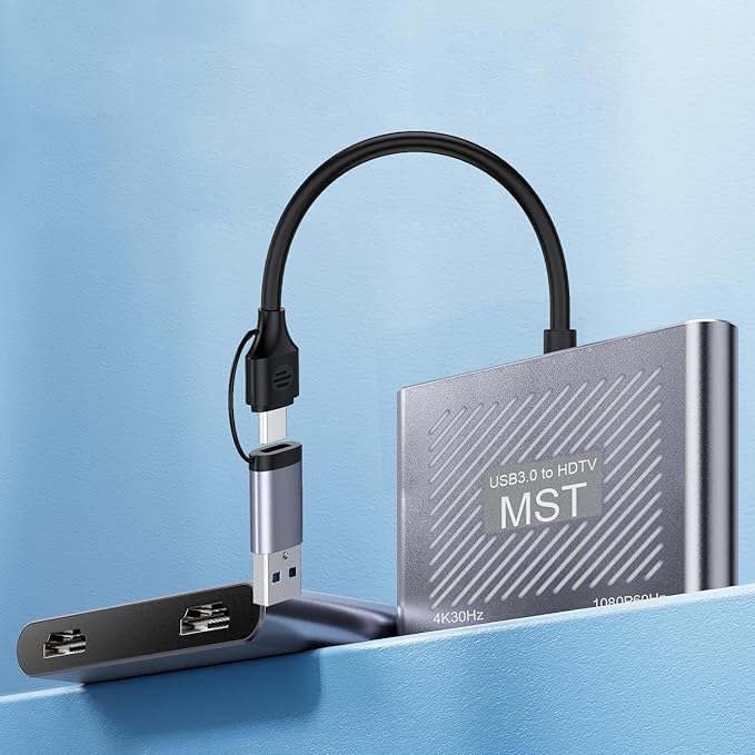 USB HUB with Dual HDMI,USB A to HDMI and USBC to hdmi Ports UABA/C to HD 1080P/60Hz +4K30Hz(USB A/C to Dual hd HUB)