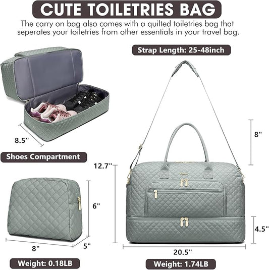 Large Women Travel Duffle Bag - Carry on Overnight Bag Weekend Travel Duffel Tote Bag Yoga Gym Bag with Wet Pocket Toiletry Weekender Overnight Bag for Travel Business Trips Sport Hospital