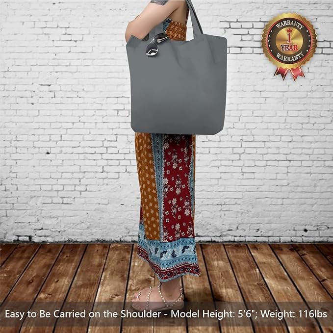 TOPDesign 3-Pack Super Strong Large 12oz Cotton Canvas Tote Bags, Reusable Grocery Shopping Cloth Bags, Fashionable Two-Tone Totes for Crafts, DIY Your Creative Designs