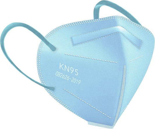 HUHETA KN95 Face Mask 60 PCs, 5-Ply Safety Masks for Men & Women, Filter Efficiency Over 95% Individually Wrapped (Blue Mask)