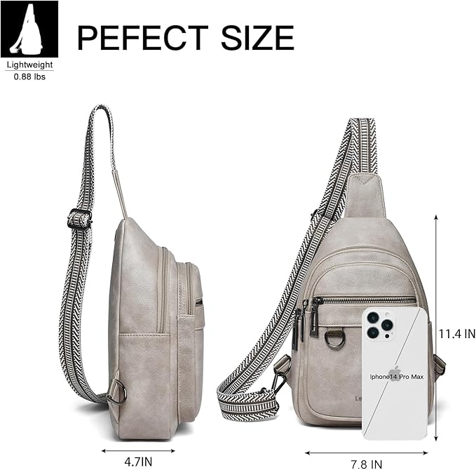 7L Sling Bag for Women Men Vegan Leather Crossbody Bags Fanny Pack Purse Backpack Over Shoulder Bag Travel Anti Theft
