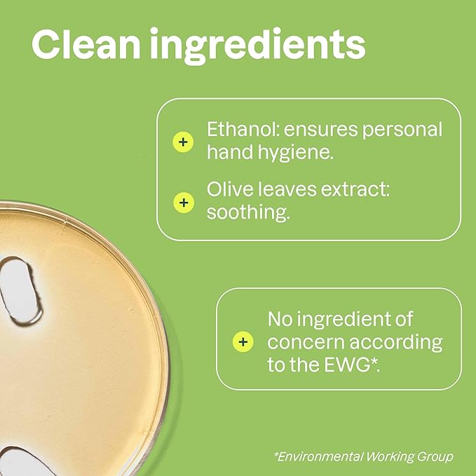 ATTITUDE Hand Sanitizer Spray, EWG Verified, Kills Germs & Bacteria, Vegan & Plant-Based, Safe for Adults & Kids, Olive Leaves Scent, 3.38 Fl Oz (Spray Bottle)