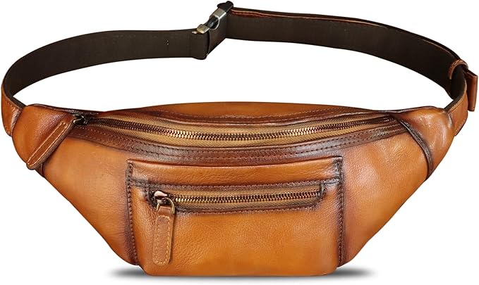 Genuine Leather Fanny Pack for Men and Women Vintage Handmade Leather Waist Bag Sling Bag Sling Backpack Purse Hip Crossbody Bag (Brown)