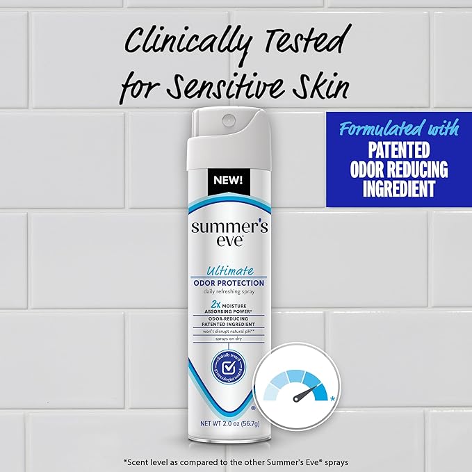 Summer's Eve Ultimate Odor Control Feminine Spray, 2 oz & Wipes with Boric Acid, 12 ct