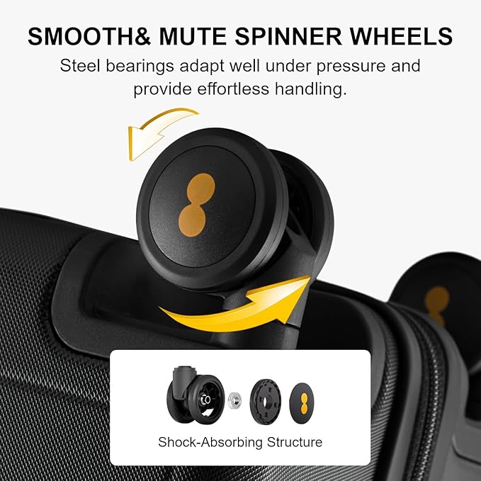 LEVEL8 Carry on Luggage Airline Approved, Small Carry on Suitcases with Wheels, Lightweight Hardside Textured Luggage for Travel, Tsa Approved, 20-Inch, Black