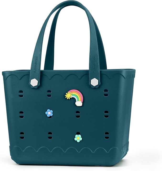 Armerssi Rubber Tote Bag For Women Large Rubber Beach Bag Waterproof Washable Handbag Durable Tote Bag Beach Swimming Travel