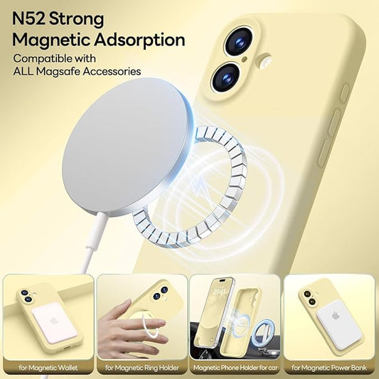 LOVE 3000 Designed for iPhone 17 Case, Premium Silicone [Compatible with Magsafe][Soft Anti-Scratch Microfiber Lining] Shockproof Protective Phone Case for Men Women 6.3", Creamy Yellow