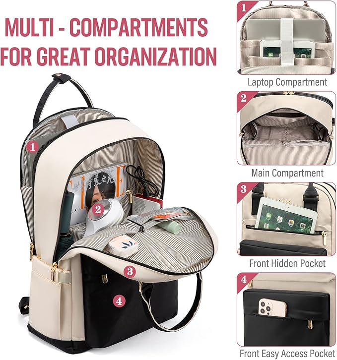 LOVEVOOK Laptop Backpack for Women Men, 17.3 Inch Laptop Bag with USB Port Fashion Waterproof Backpacks Teacher Nurse Stylish Travel Bags Vintage Daypacks Bookbag for College School Work