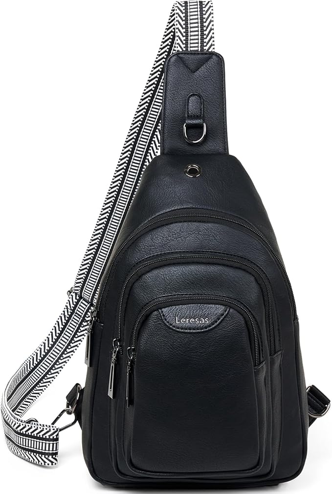 10L Crossbody Sling Bag for Women Men Anti Theft Cross Body Fanny Pack Belt Bag Purse Gifts for Women Faux Leather, Black