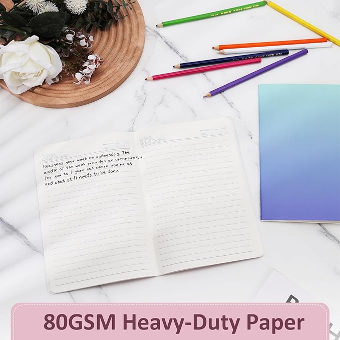 Ddaowanx Notebooks,Lined Paper Journals in Bulk, 72 Pages, 36 Sheets, 80GSM, 8.3x5.5 Inch, A5 Size, Travel Writing Notebooks for Office School Supplies (Lined-24pack, Gradient)