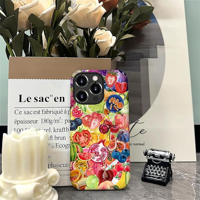 Case for iPhone 16 Pro Max,Summer Fruit Collage for Woman Men Full Body Protective Cover Shockproof 2 in 1 Silicone + Hard PC Case for iPhone 16 Pro Max