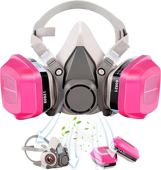 Respirator Mask With 60921 Filters, Half Face Gas Mask, Respirator Mask for Chemicals, Organic Vapors, Paint, Epoxy Resin, Dustproof, Woodworking, Sanding, Welding
