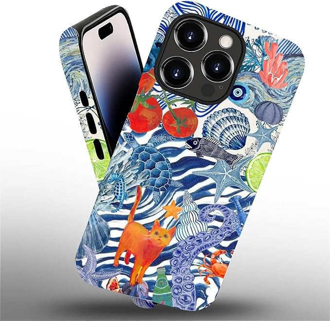 Case for iPhone 14 Pro Max,Leopard Cherry Shell Aesthetics for Woman Men Full Body Protective Cover Shockproof 2 in 1 Silicone + Hard PC Case for iPhone 14 Pro Max