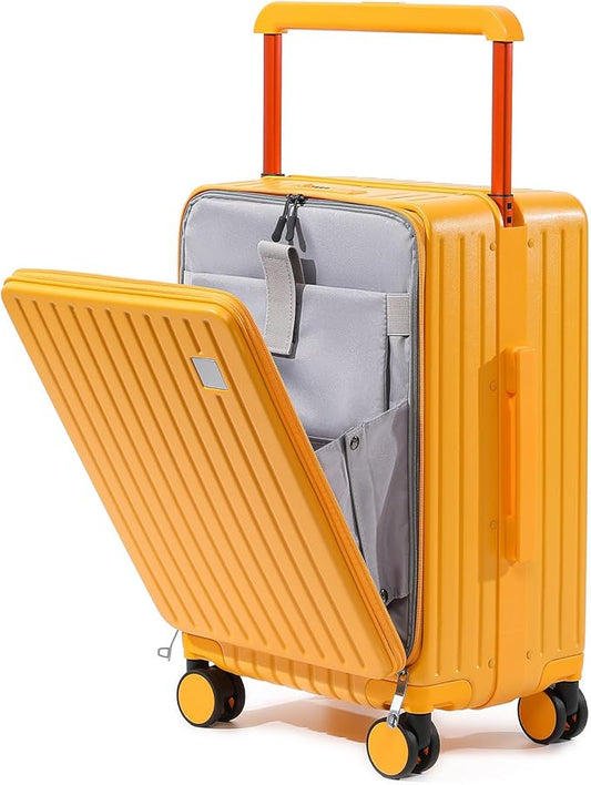 Joyway Hardshell Carry on Luggage with Front Pocket, Lightweight Hardside 20 Inch Suitcase with Spinner Wheels and TSA Lock (Orange, Carry on Luggage-20 Inch)