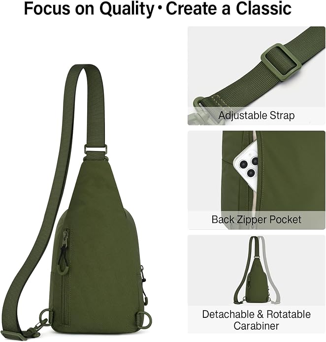 Hanke Crossbody Sling Bag for Women Men, Casual Cross Body Sling Bags, Lightweight Chest Bag for Outdoor Hiking Travel