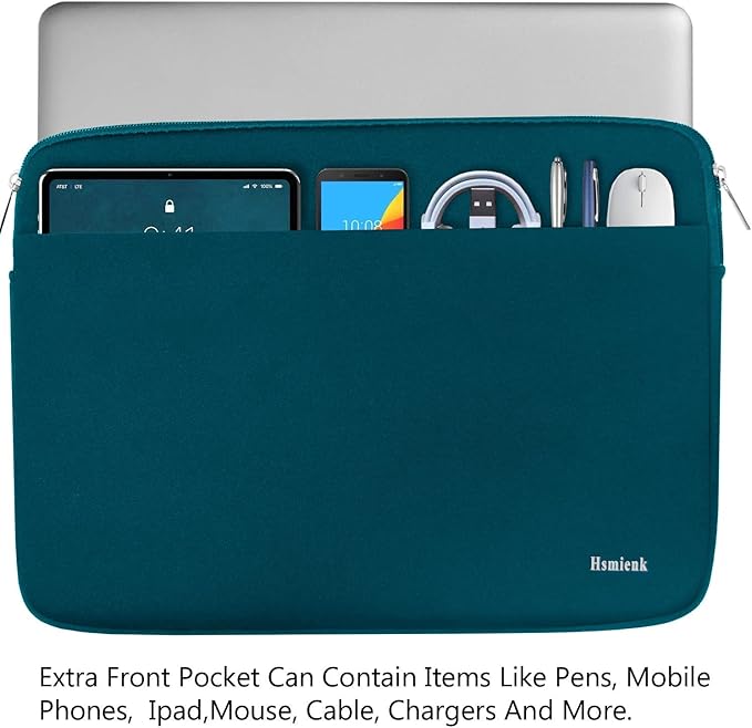 Laptop Case 14 inch, Durable Shockproof Protective Notebook Cover Bag with Accessory Pocket, Carrying Laptop Sleeve Compatible for MacBook HP Lenovo Dell Asus Acer, Cyan Color